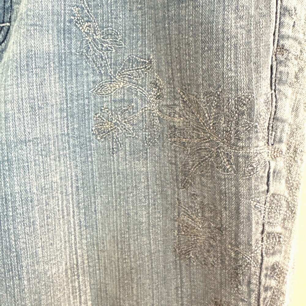 Vintage Y2k Embroidered Denim Capris Womens 16 90s Cottage Boho Grunge Retro - Picture 5 of 11